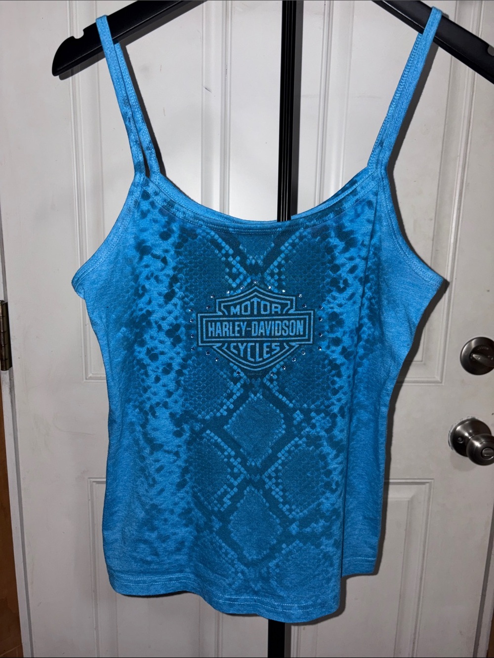 Harley Davidson All Over Print Blue Snakeskin Cami Tank